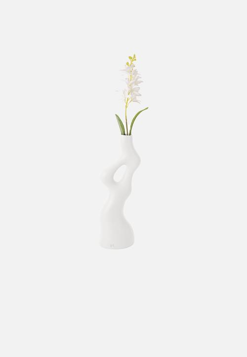 Present Time - Vase Organic Swirls - White