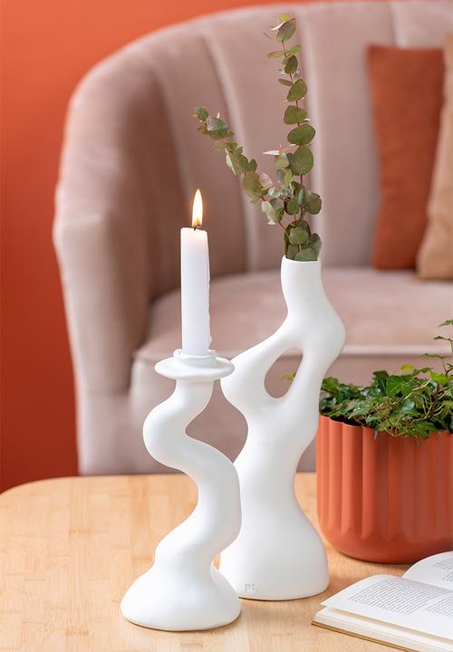 Present Time - Vase Organic Swirls - White