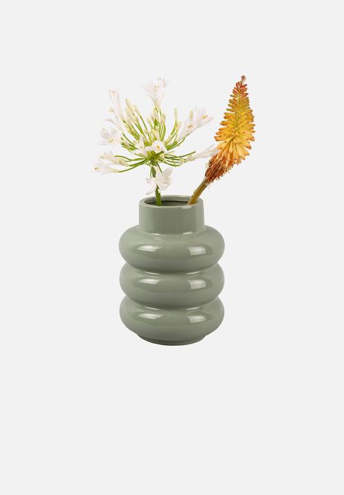 Present Time - Vase Bobbly Glazed Medium Ceramic - Grayed Jade