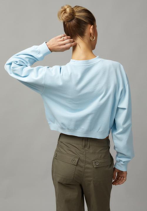 Factorie - Boxy Crop Crew - Washed Powder Blue/Nyc