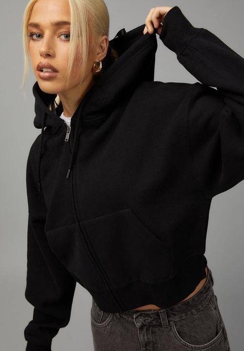Factorie - Relaxed Zip Through Hoodie - Black