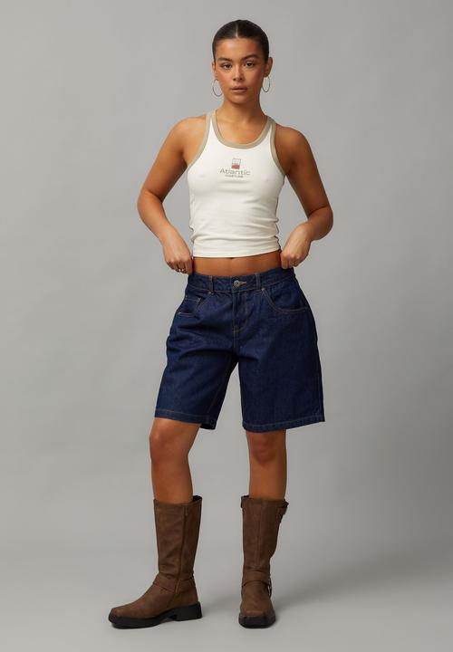 Factorie - Contrast Bind Racer Tank - Coconut/Coastline Atlantic