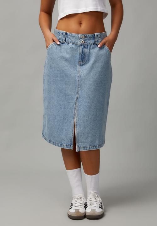 Factorie - Knee Length Denim Skirt - 90S Blue