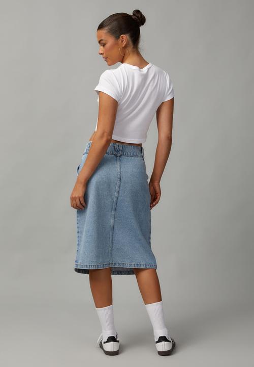 Factorie - Knee Length Denim Skirt - 90S Blue