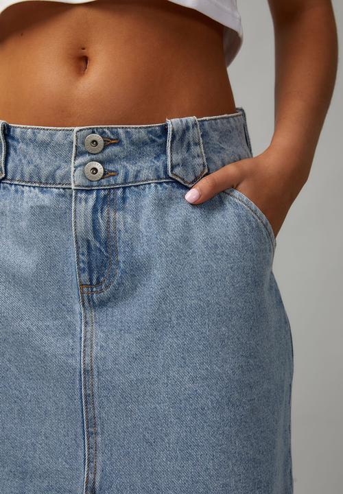 Factorie - Knee Length Denim Skirt - 90S Blue
