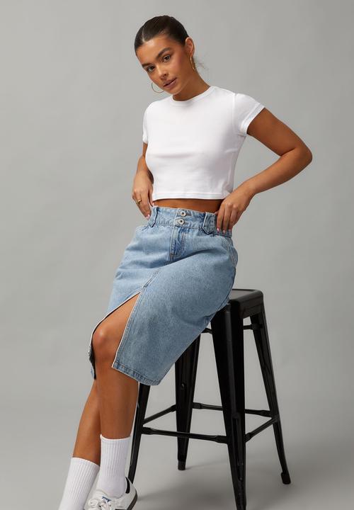Factorie - Knee Length Denim Skirt - 90S Blue