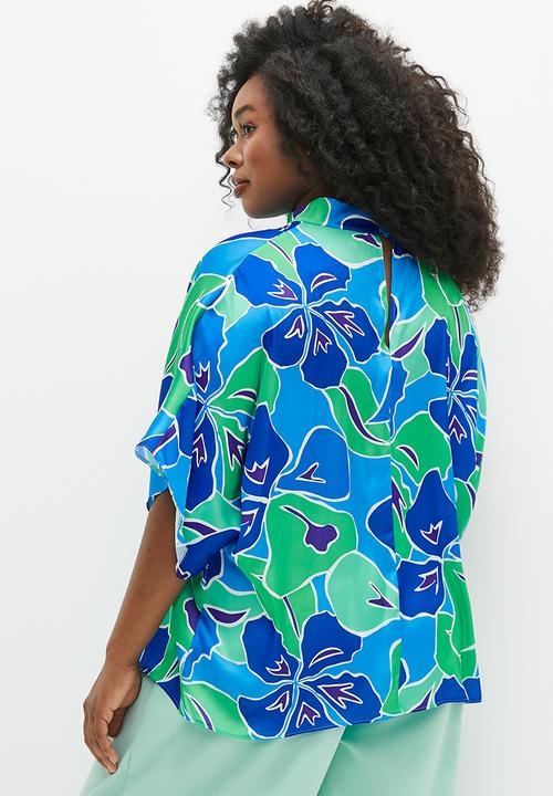 edit - Basic satin shell - blue green print