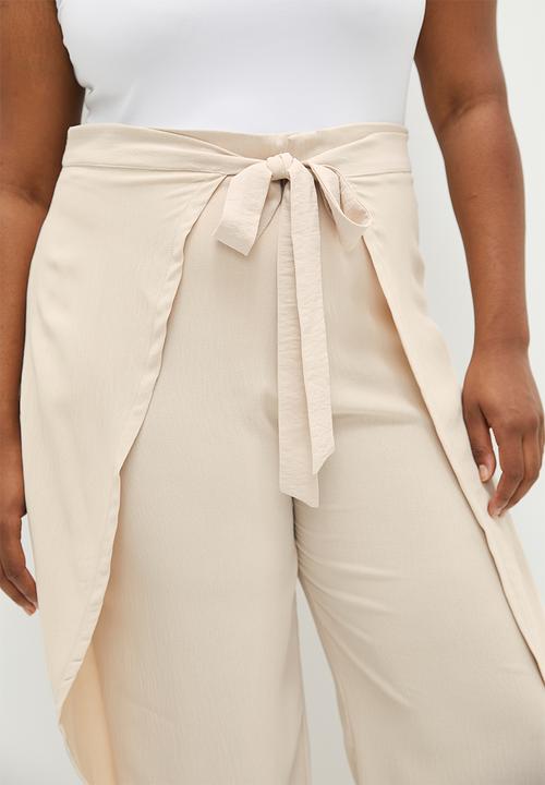 edit - Wrap wide leg trouser - sand