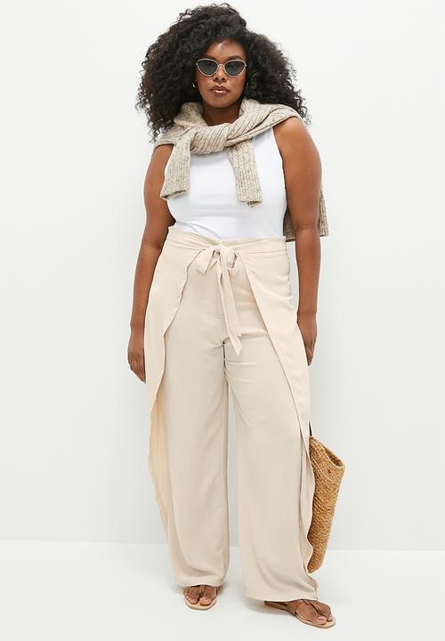 edit - Wrap wide leg trouser - sand