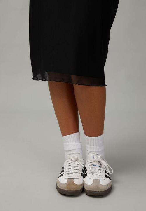 Factorie - Mesh midi slip skirt - black