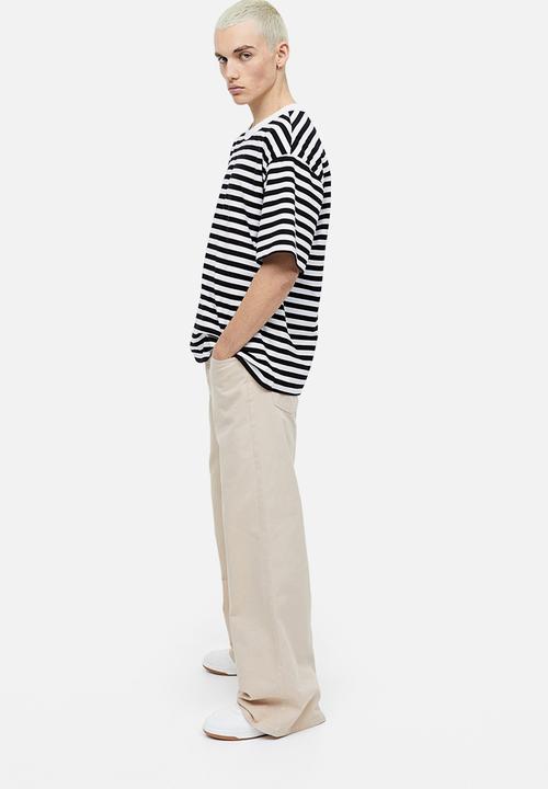 H&M - Coolmax® relaxed fit t-shirt - black/white striped