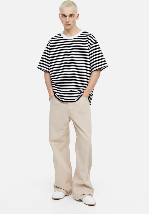 H&M - Coolmax® relaxed fit t-shirt - black/white striped