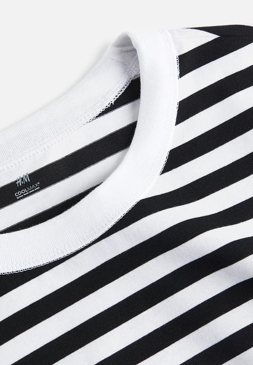 H&M - Coolmax® relaxed fit t-shirt - black/white striped