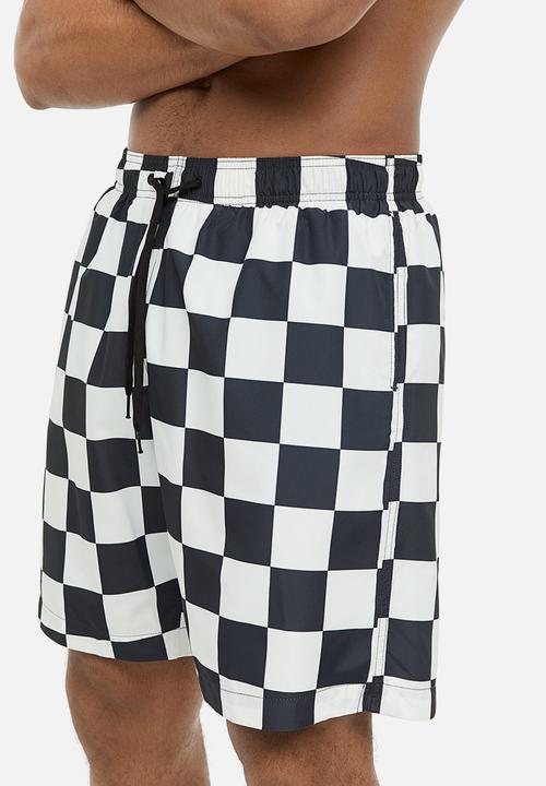 H&M - Patterned swim shorts - black/white checked