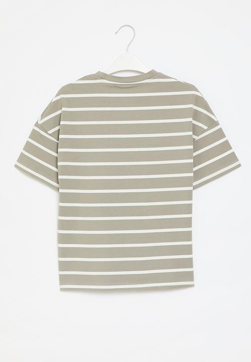 Pop Candy - Striped tee - grey & white
