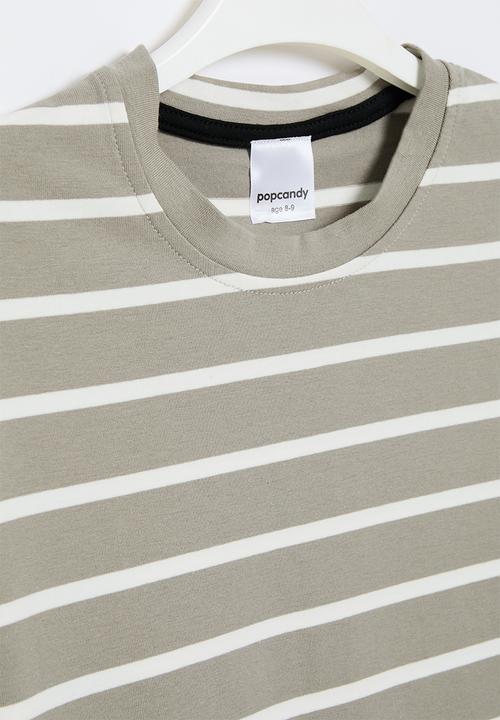 Pop Candy - Striped tee - grey & white