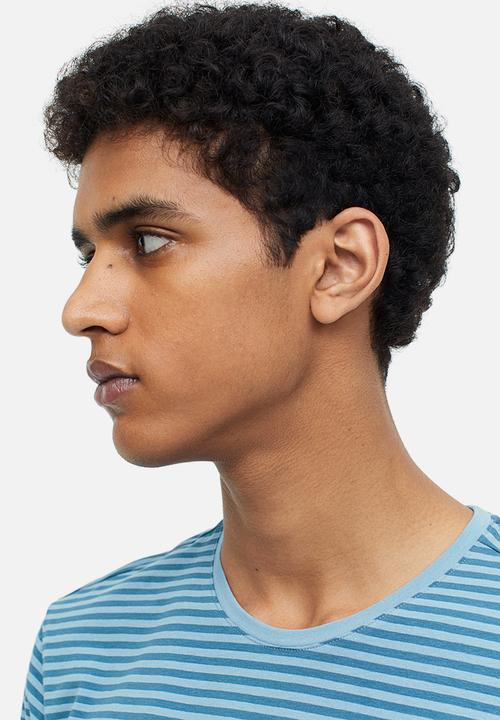 H&M - Slim fit round-necked t-shirt - blue/striped