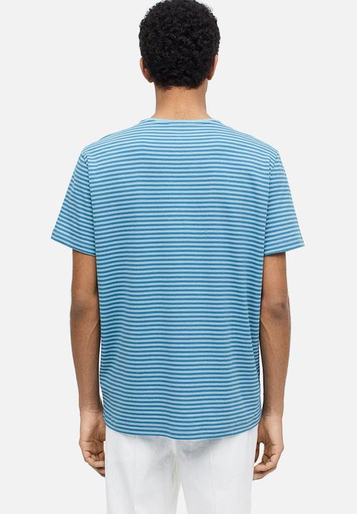 H&M - Slim fit round-necked t-shirt - blue/striped