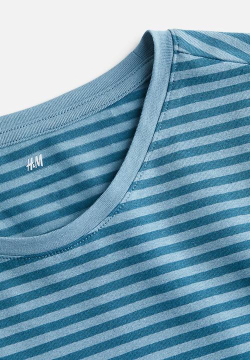 H&M - Slim fit round-necked t-shirt - blue/striped