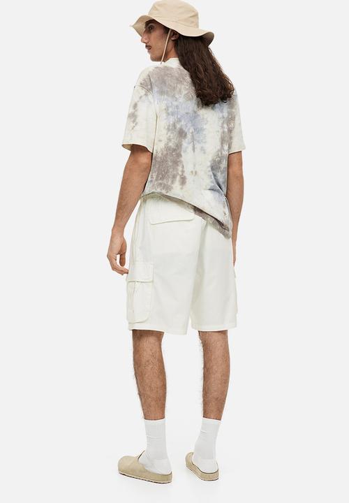 H&M - Relaxed fit ripstop cargo shorts - white