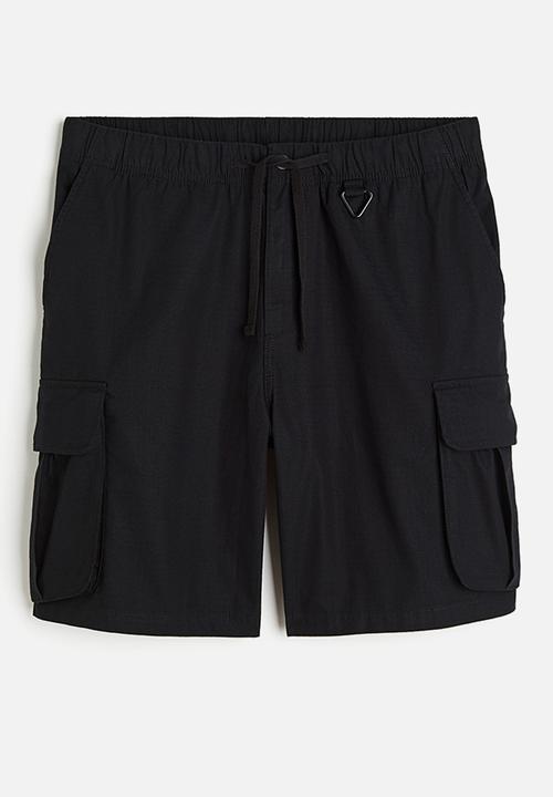 H&M - Relaxed fit ripstop cargo shorts - black