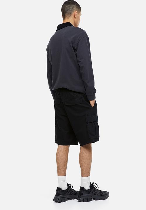 H&M - Relaxed fit ripstop cargo shorts - black