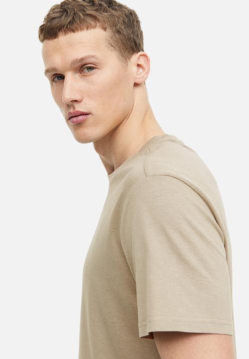 H&M - Regular fit pyjama t-shirt and shorts - light khaki green