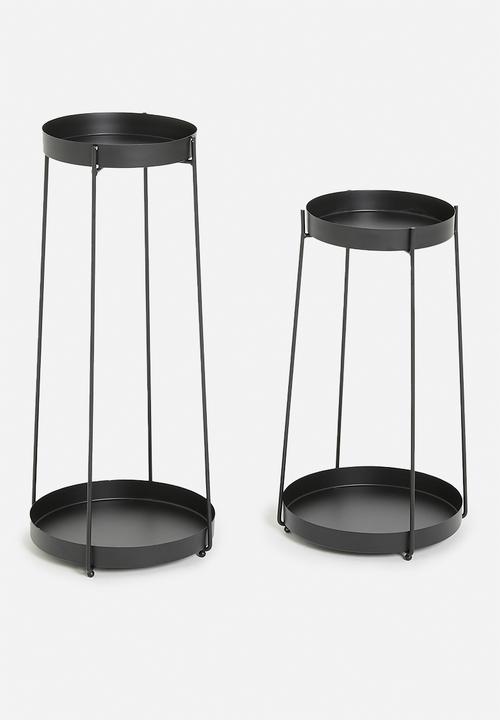 H&S - Aria flowerpot stand set of 2 - black