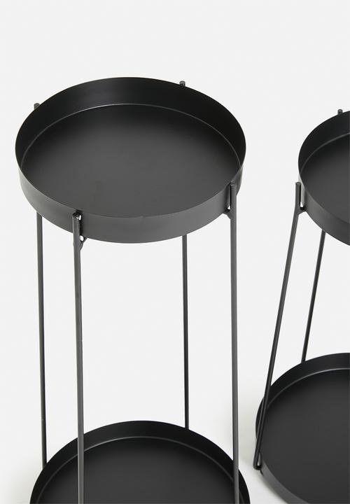 H&S - Aria flowerpot stand set of 2 - black