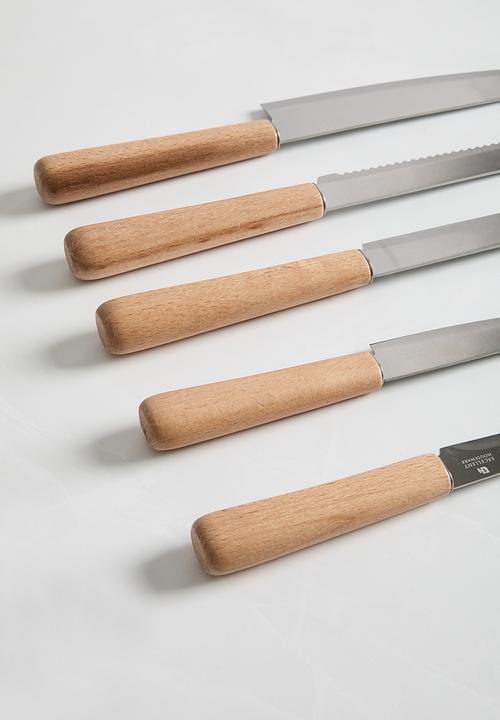 Excellent Houseware - Mrkt 5 piece knife set - natural