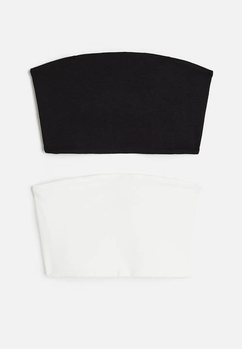 H&M - 2-pack cropped tube tops - white/black