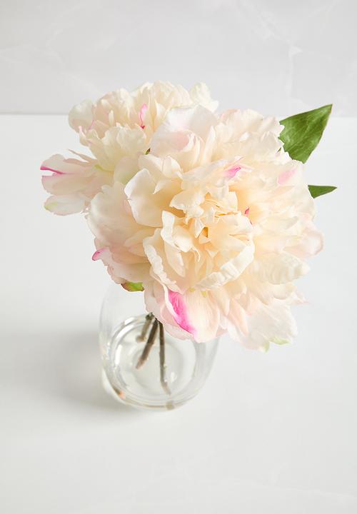 Silk By Design - Peony in bud vase - white