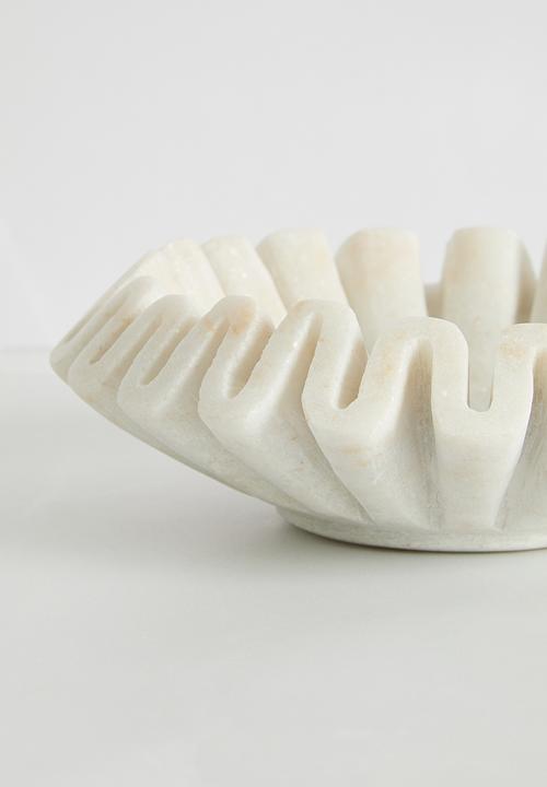 Sixth Floor - Ruffled marble bowl - white