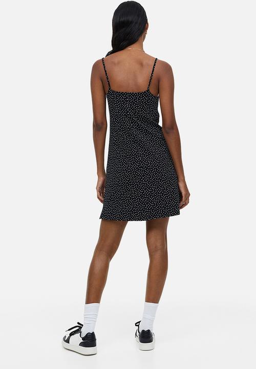 H&M - A-line jersey dress - black/spotted