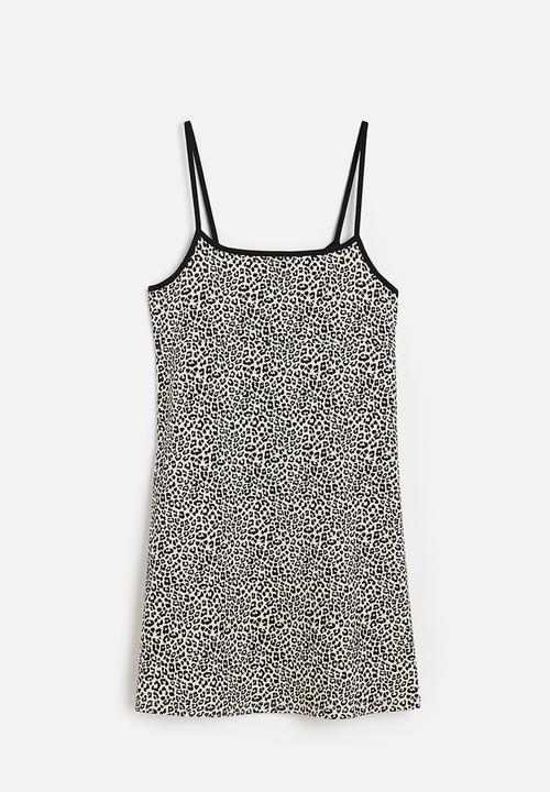 H&M - A-line jersey dress - light beige/leopard print