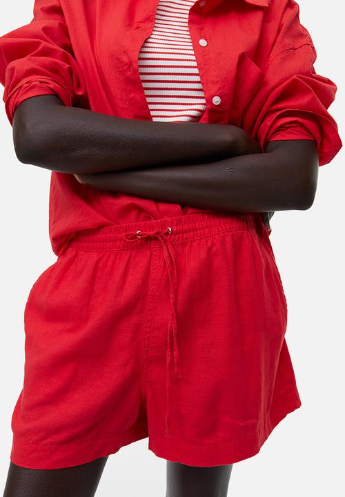 H&M - Linen-blend shorts - red