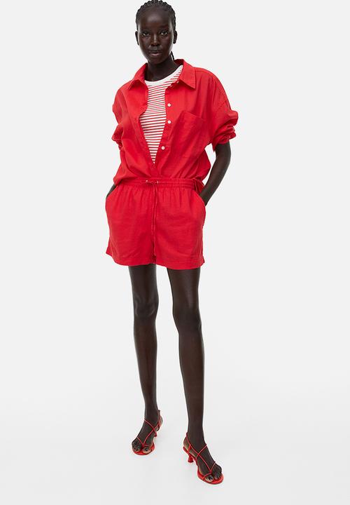 H&M - Linen-blend shorts - red