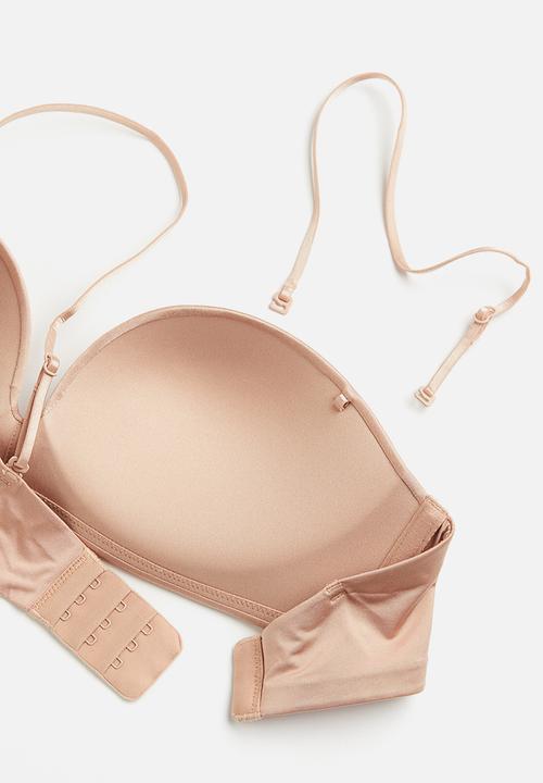 H&M - Microfibre non-wired push-up balconette bra - beige