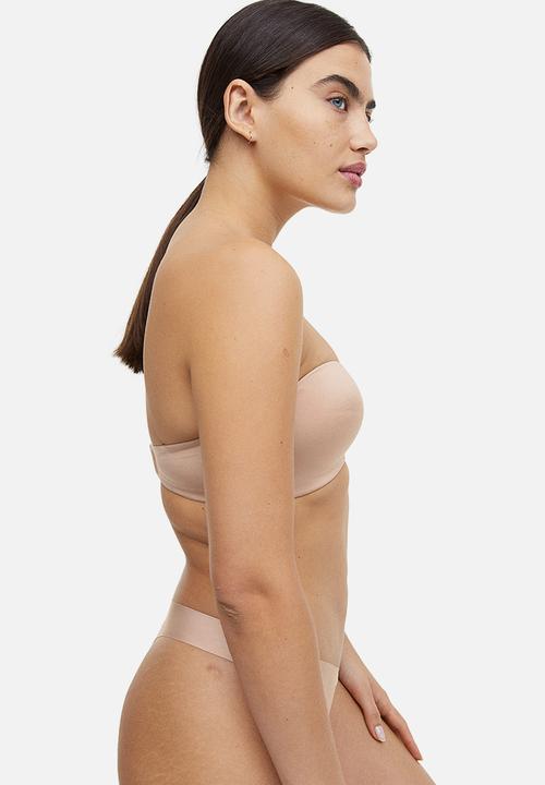 H&M - Microfibre non-wired push-up balconette bra - beige