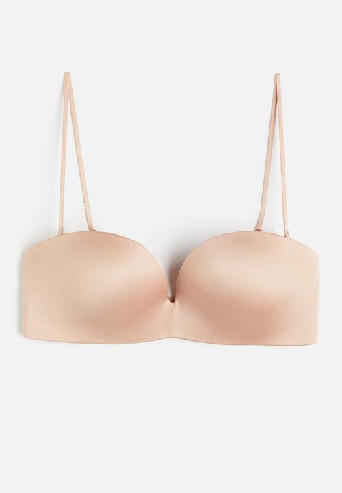 H&M - Microfibre non-wired push-up balconette bra - beige