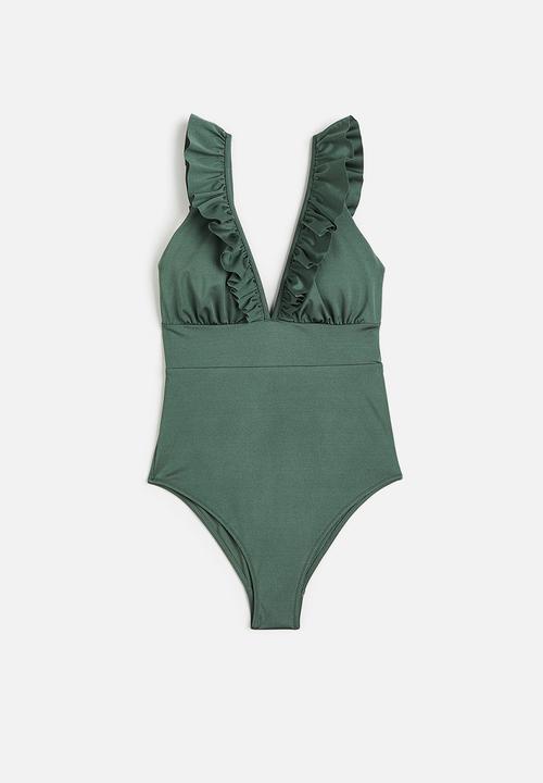 H&M - Padded-cup swimsuit - khaki green