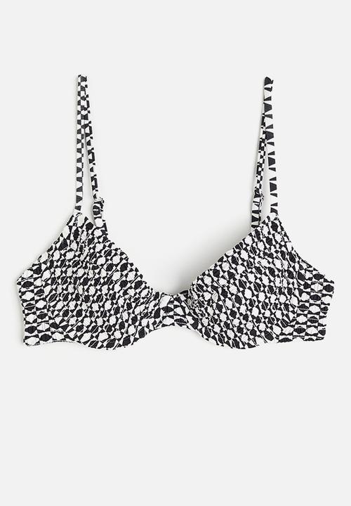 H&M - Non-padded bikini top - black patterned