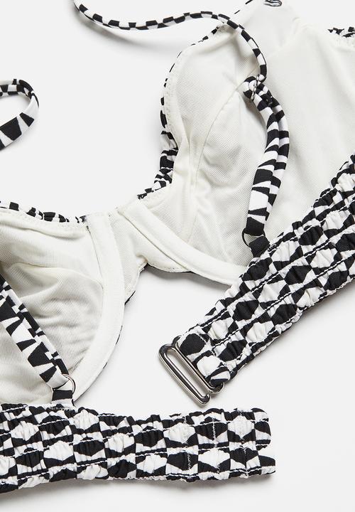 H&M - Non-padded bikini top - black patterned