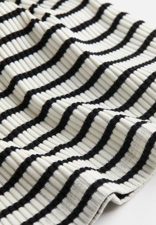 H&M - Ribbed bodycon dress - white/black striped