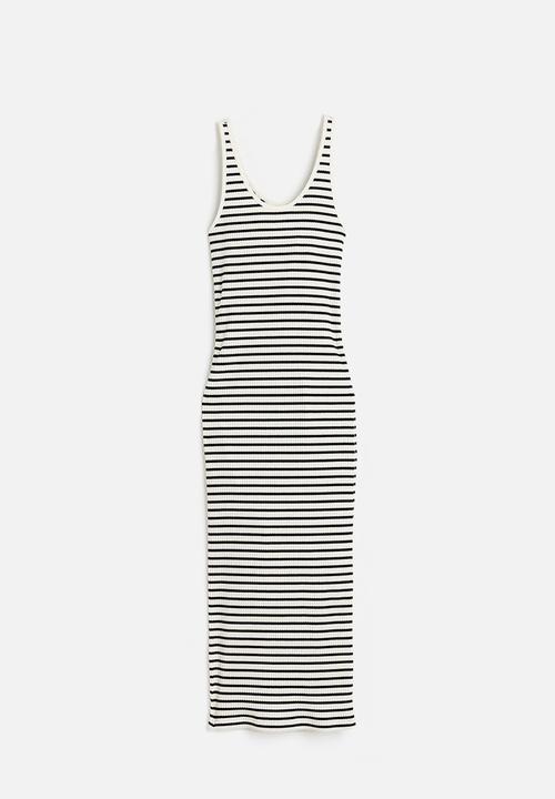 H&M - Ribbed bodycon dress - white/black striped