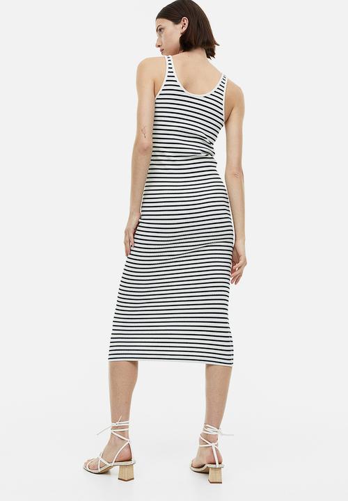 H&M - Ribbed bodycon dress - white/black striped