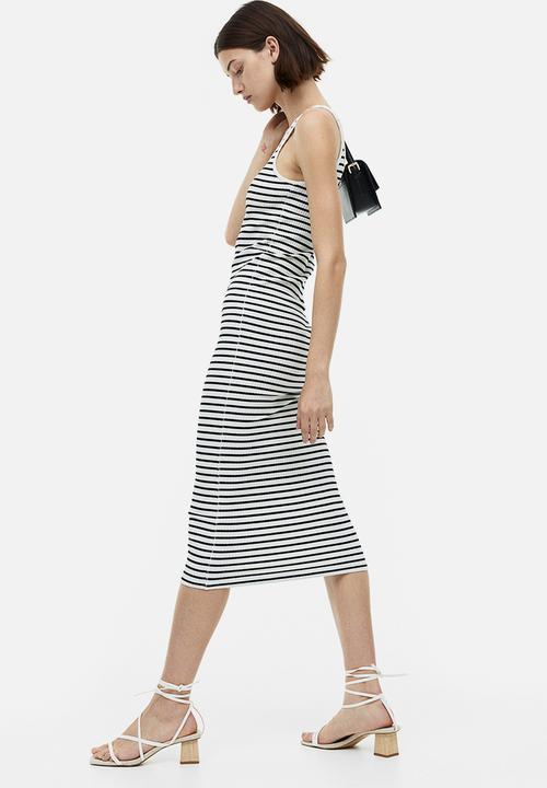 H&M - Ribbed bodycon dress - white/black striped