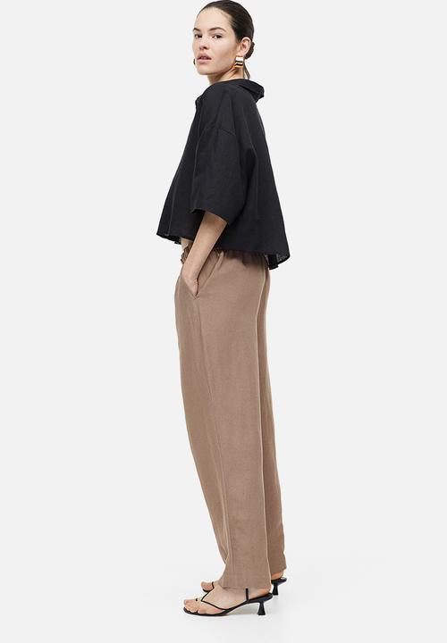 H&M - Linen-blend tapered trousers - beige