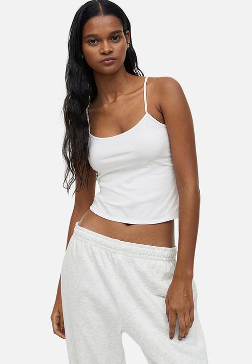 H&M - 2-pack strappy tops - light grey marl/white 