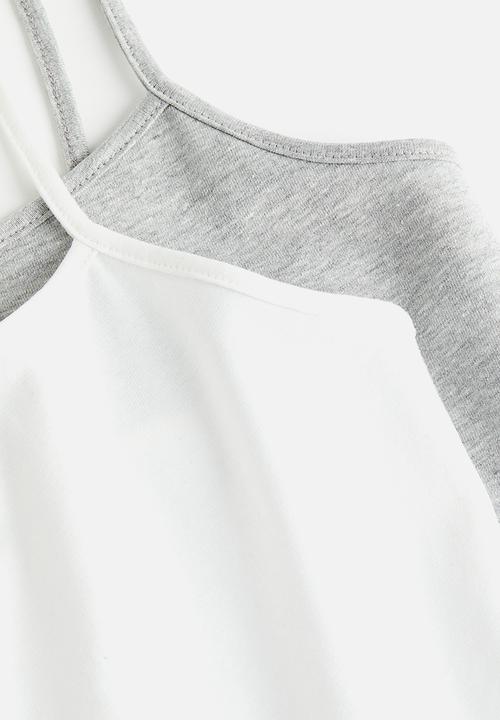 H&M - 2-pack strappy tops - light grey marl/white 